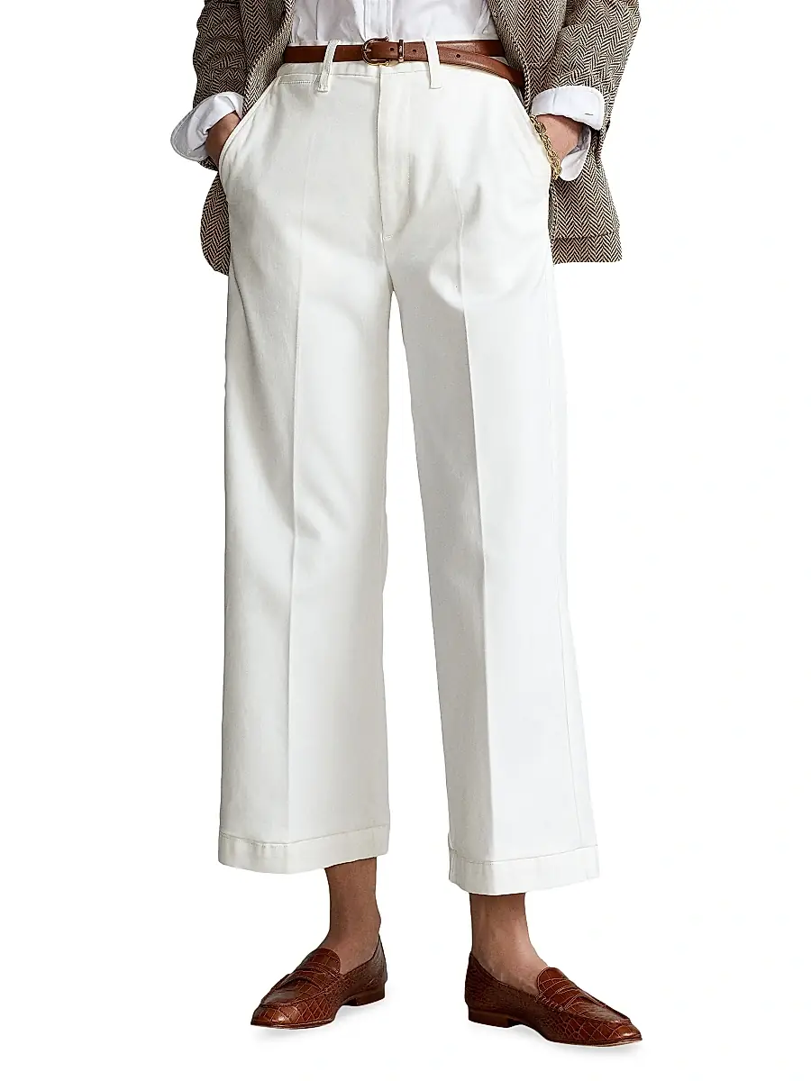 Polo Ralph Lauren Women's Cropped Stretch-Cotton Wide-Leg Pant | Thumbnail 7