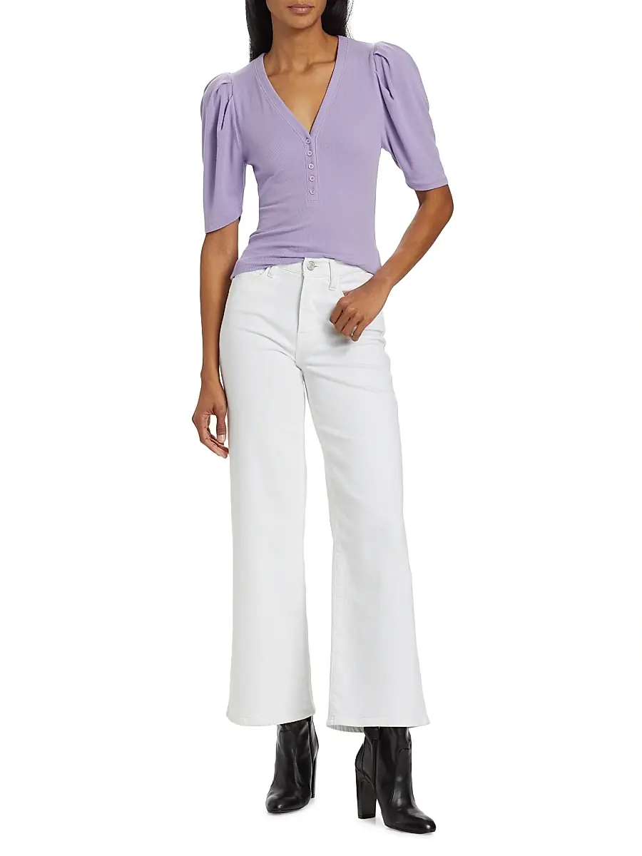 Frame Women's Le Slim Palazzo Mid-Rise Stretch Flare Jeans - White | Thumbnail 2 Frame Women's Le Slim Palazzo Mid-Rise Stretch Flare Jeans - White | Thumbnail 2