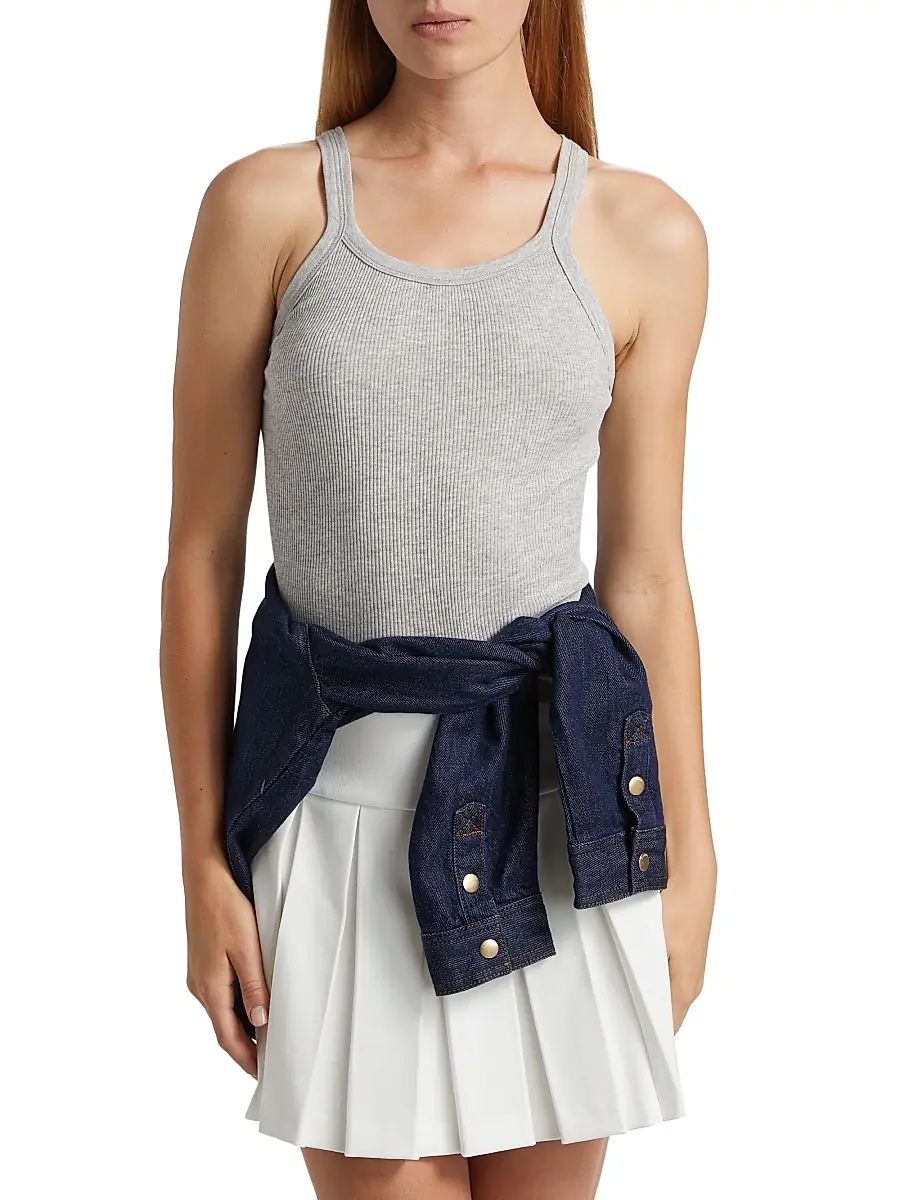 Re/done Women's Ribbed Cotton-Blend Tank - Heather Grey | Thumbnail 3 Re/done Women's Ribbed Cotton-Blend Tank - Heather Grey | Thumbnail 3