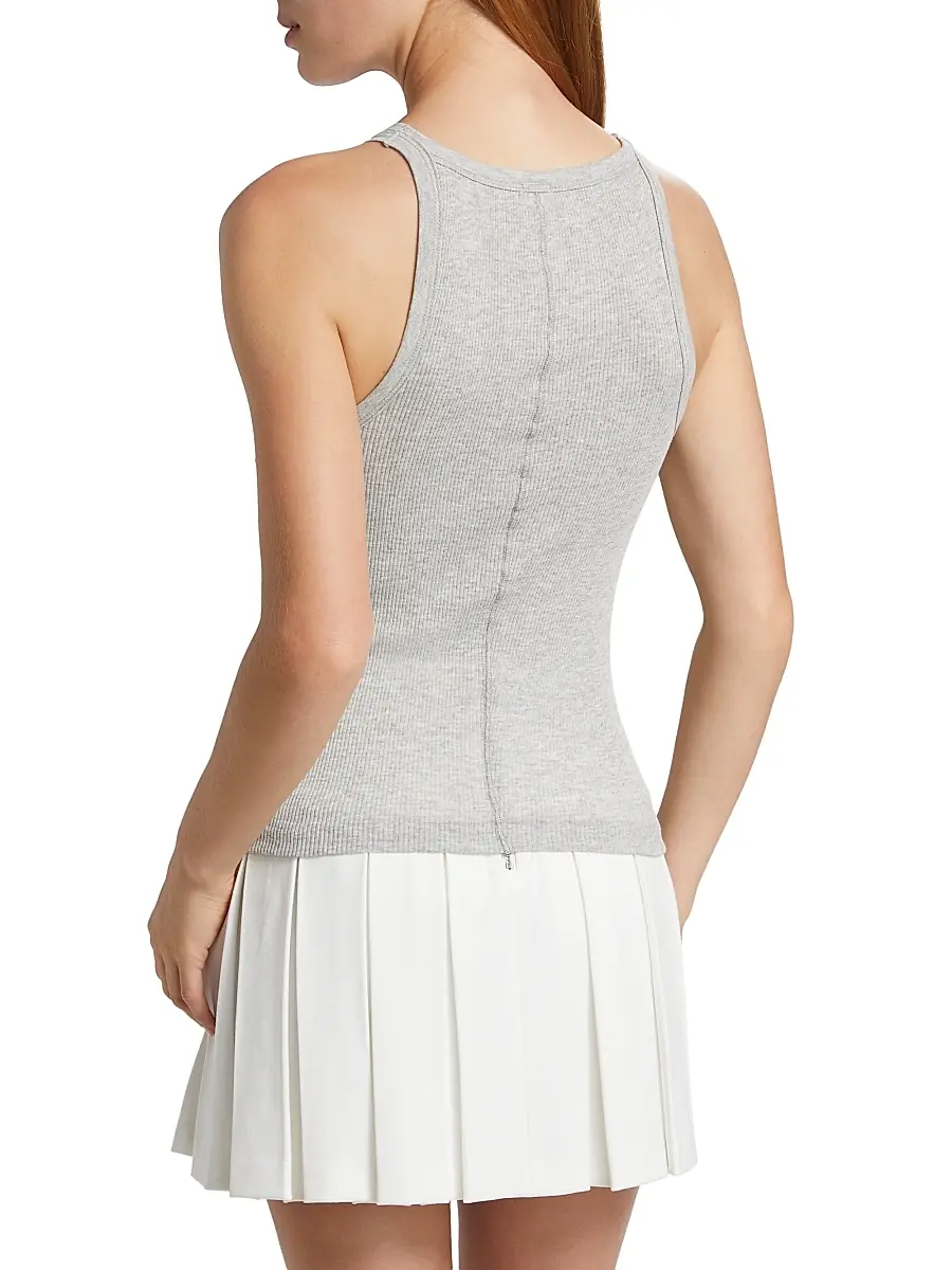 Re/done Women's Ribbed Cotton-Blend Tank - Heather Grey | Thumbnail 5 Re/done Women's Ribbed Cotton-Blend Tank - Heather Grey | Thumbnail 5