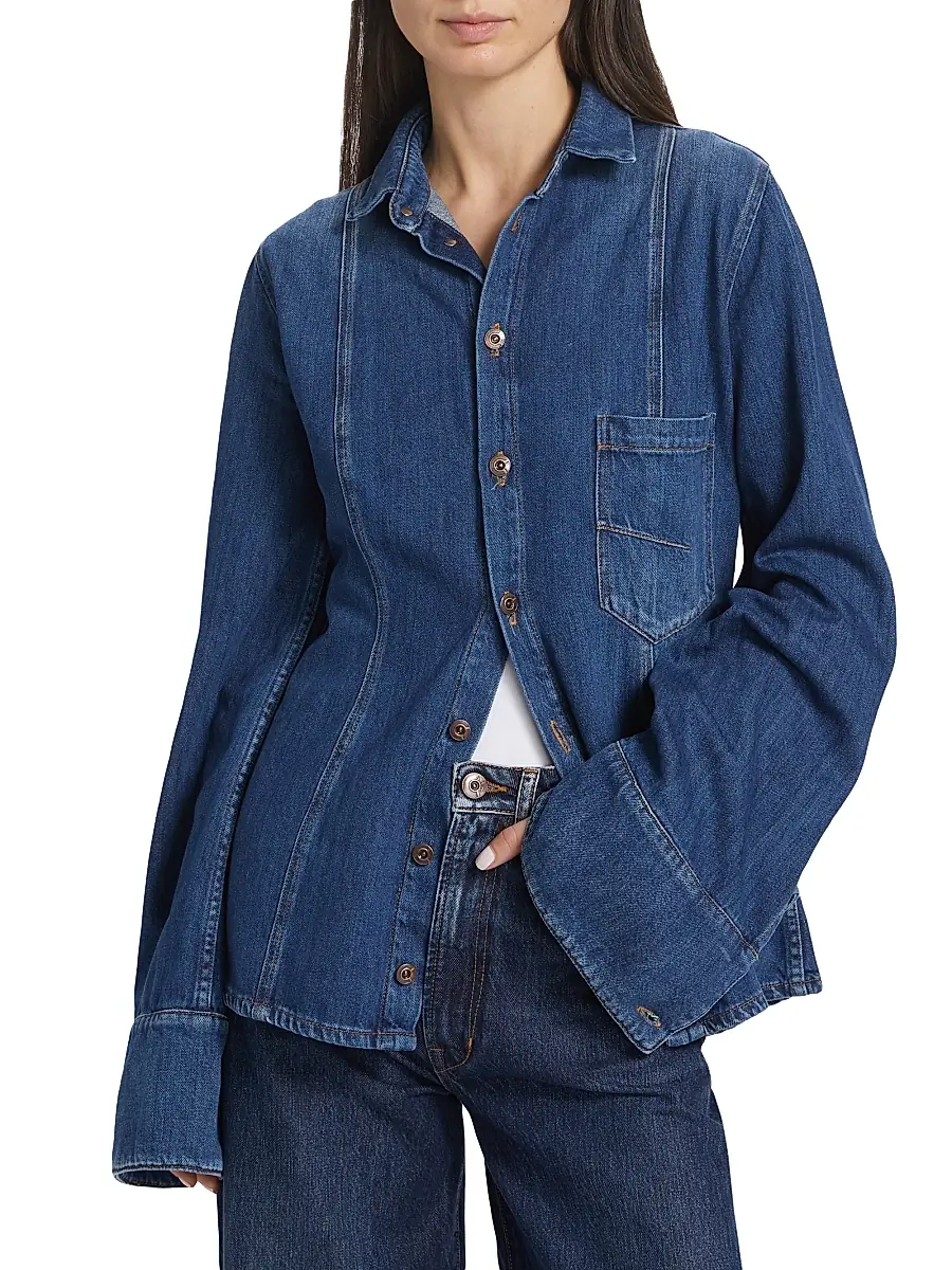 3x1 Women's Marina Denim Shirt - Hudson | Thumbnail 3 3x1 Women's Marina Denim Shirt - Hudson | Thumbnail 3