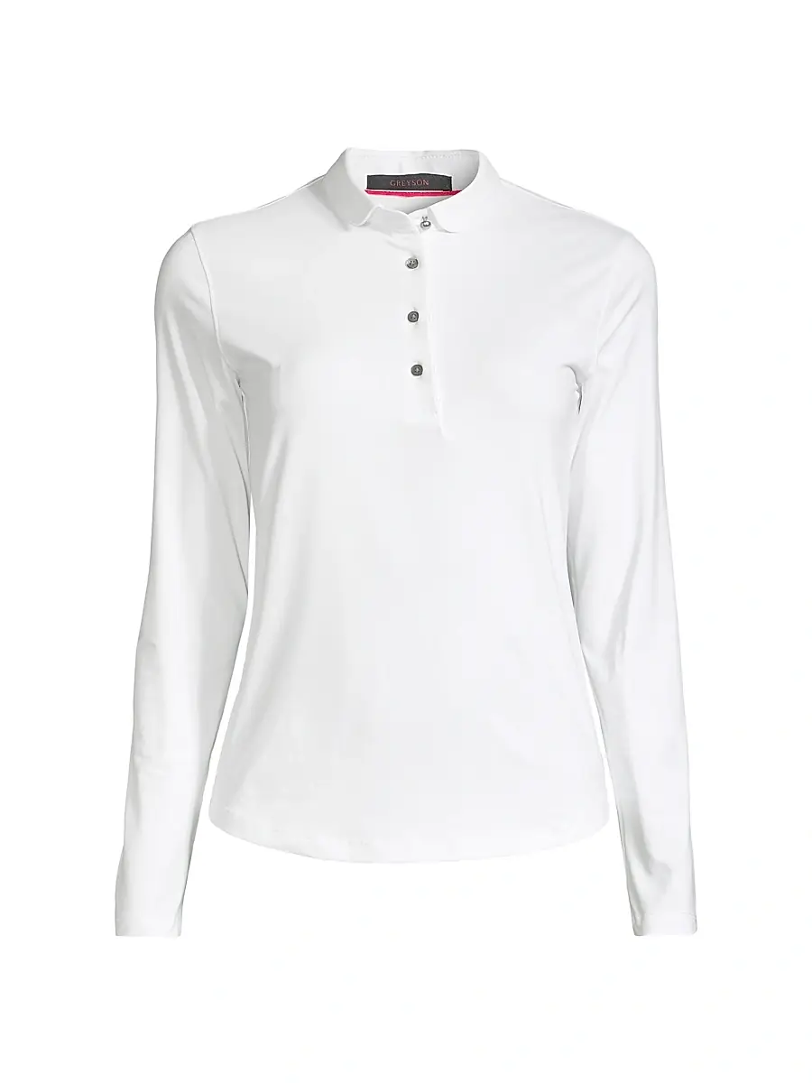 Greyson Women's Long-Sleeve Knit Polo Top - White - Size XL | Image 1 Greyson Women's Long-Sleeve Knit Polo Top - White - Size XL | Image 1