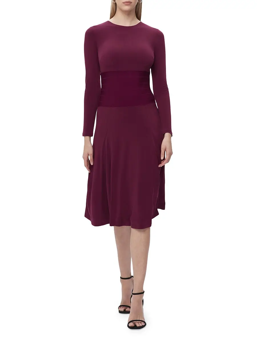 Hervé Léger Women's Bandage Waist Jersey Midi-Dress - Pinot | Image 1 Hervé Léger Women's Bandage Waist Jersey Midi-Dress - Pinot | Image 1