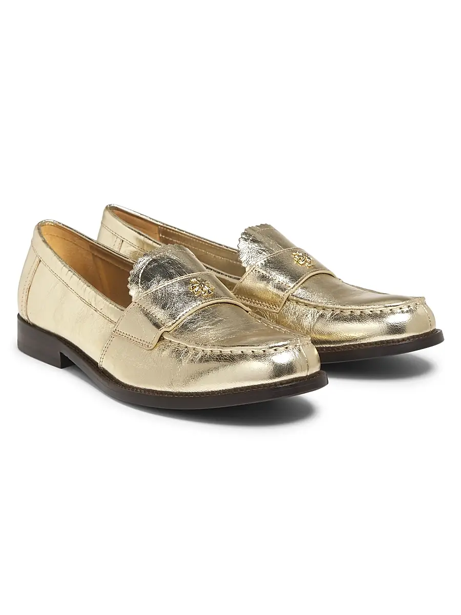 Tory Burch Women's Classic Metallic Leather Loafers | Thumbnail 2 Tory Burch Women's Classic Metallic Leather Loafers | Thumbnail 2