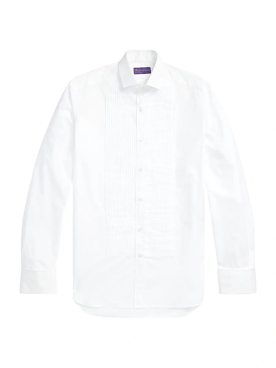 Ralph Lauren Purple Label Men's Dexter Cotton Pleated Long-Sleeve Shirt - White - Size 16.5 | Image 1 Ralph Lauren Purple Label Men's Dexter Cotton Pleated Long-Sleeve Shirt - White - Size 16.5 | Image 1