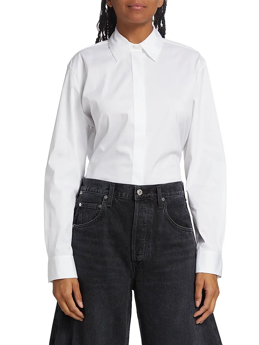 Theory Women's Classic Cotton-Blend Button-Front Shirt | Thumbnail 3