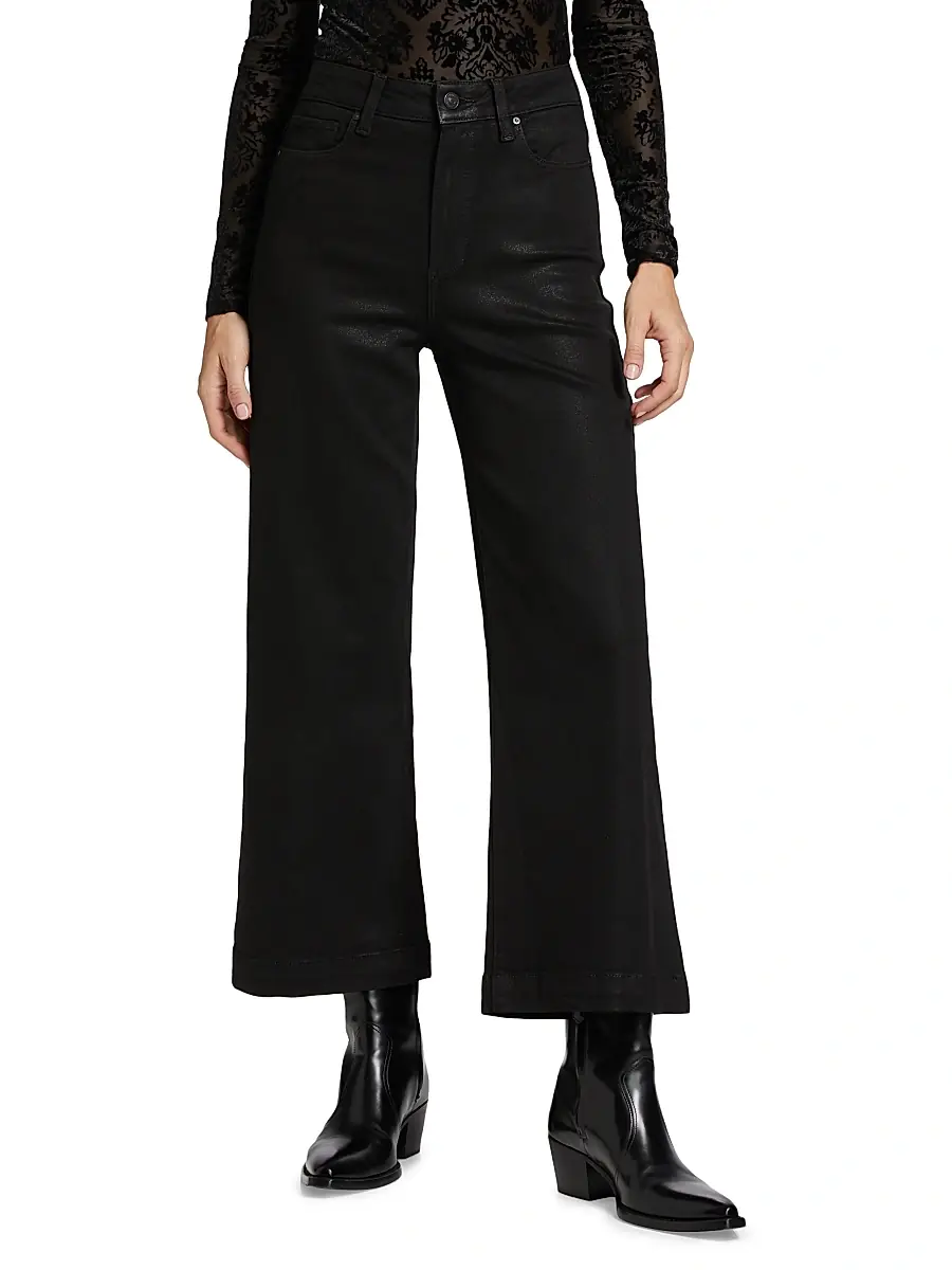 PAIGE Women's Anessa Coated High-Rise Wide-Leg Ankle Jeans | Thumbnail 3 PAIGE Women's Anessa Coated High-Rise Wide-Leg Ankle Jeans | Thumbnail 3