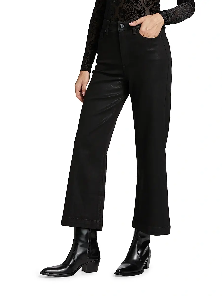 PAIGE Women's Anessa Coated High-Rise Wide-Leg Ankle Jeans | Thumbnail 4 PAIGE Women's Anessa Coated High-Rise Wide-Leg Ankle Jeans | Thumbnail 4