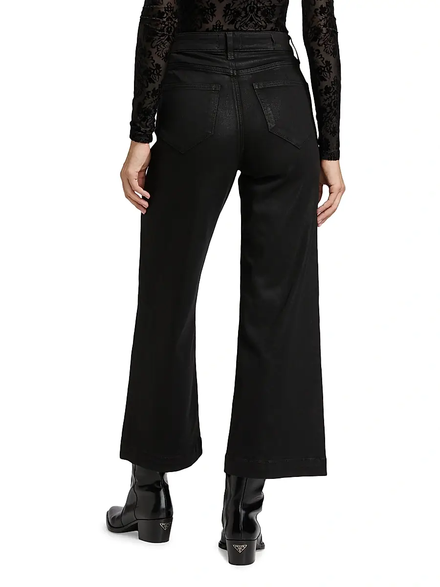 PAIGE Women's Anessa Coated High-Rise Wide-Leg Ankle Jeans | Thumbnail 5 PAIGE Women's Anessa Coated High-Rise Wide-Leg Ankle Jeans | Thumbnail 5