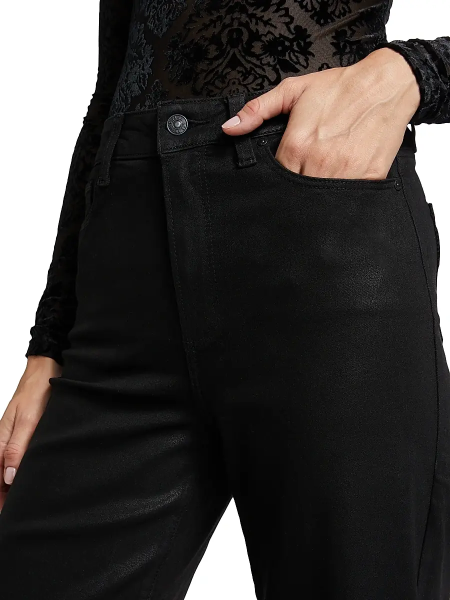 PAIGE Women's Anessa Coated High-Rise Wide-Leg Ankle Jeans | Thumbnail 6 PAIGE Women's Anessa Coated High-Rise Wide-Leg Ankle Jeans | Thumbnail 6