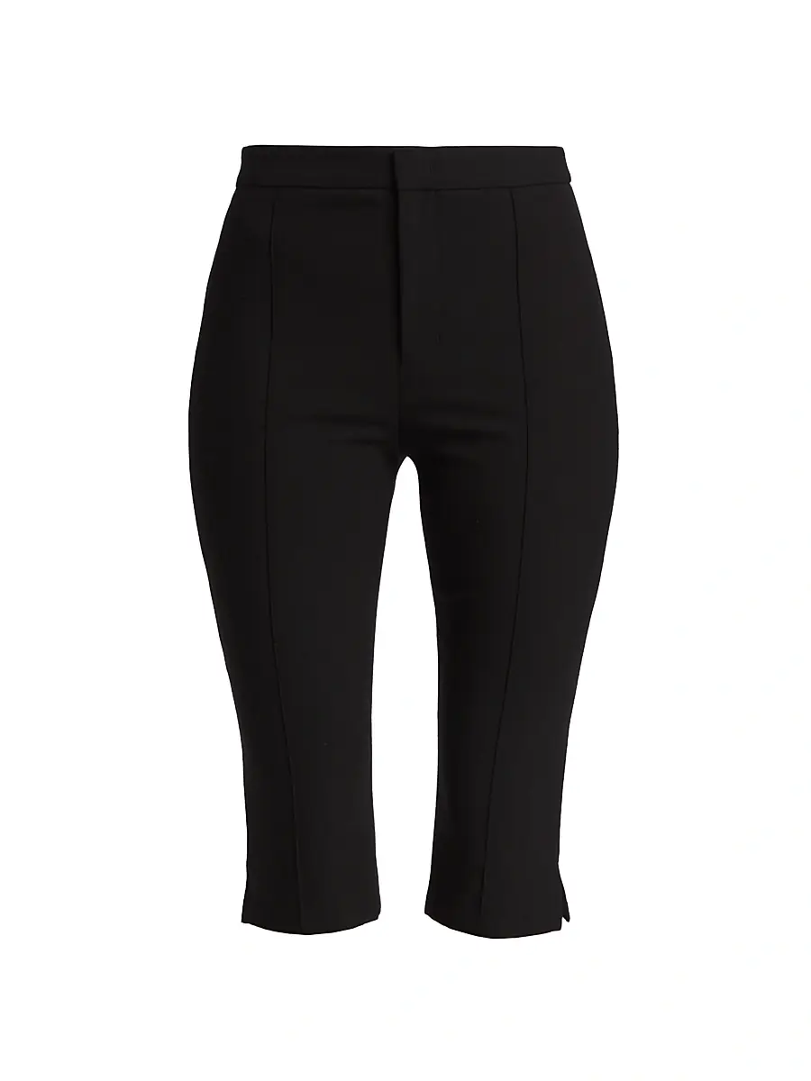 Women's Crepe Pintuck Slim-Fit Capri Pants - Black