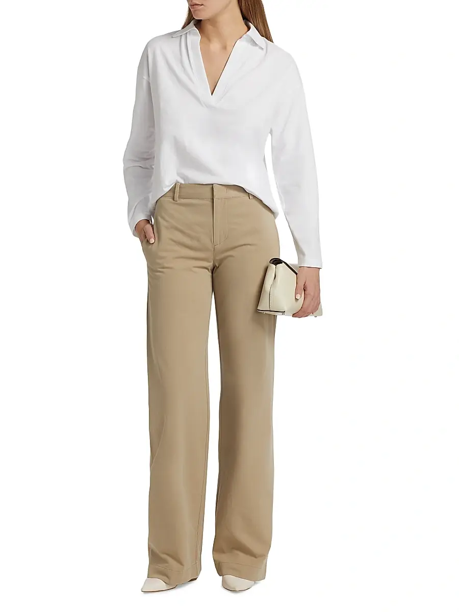 Vince Women's Cotton Long-Sleeve Polo Top | Thumbnail 2 Vince Women's Cotton Long-Sleeve Polo Top | Thumbnail 2