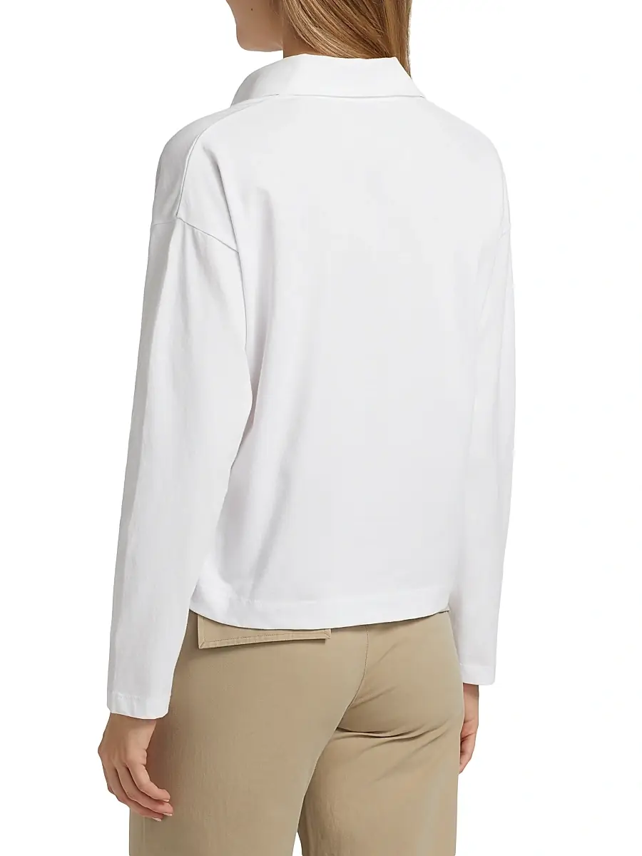 Vince Women's Cotton Long-Sleeve Polo Top | Thumbnail 5 Vince Women's Cotton Long-Sleeve Polo Top | Thumbnail 5