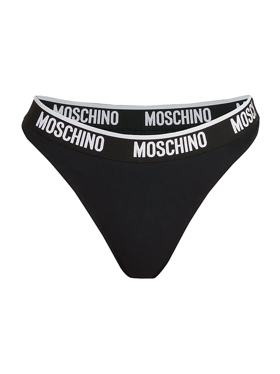 MOSCHINO Women's Log Banded Thong - Black | Image 1 MOSCHINO Women's Log Banded Thong - Black | Image 1