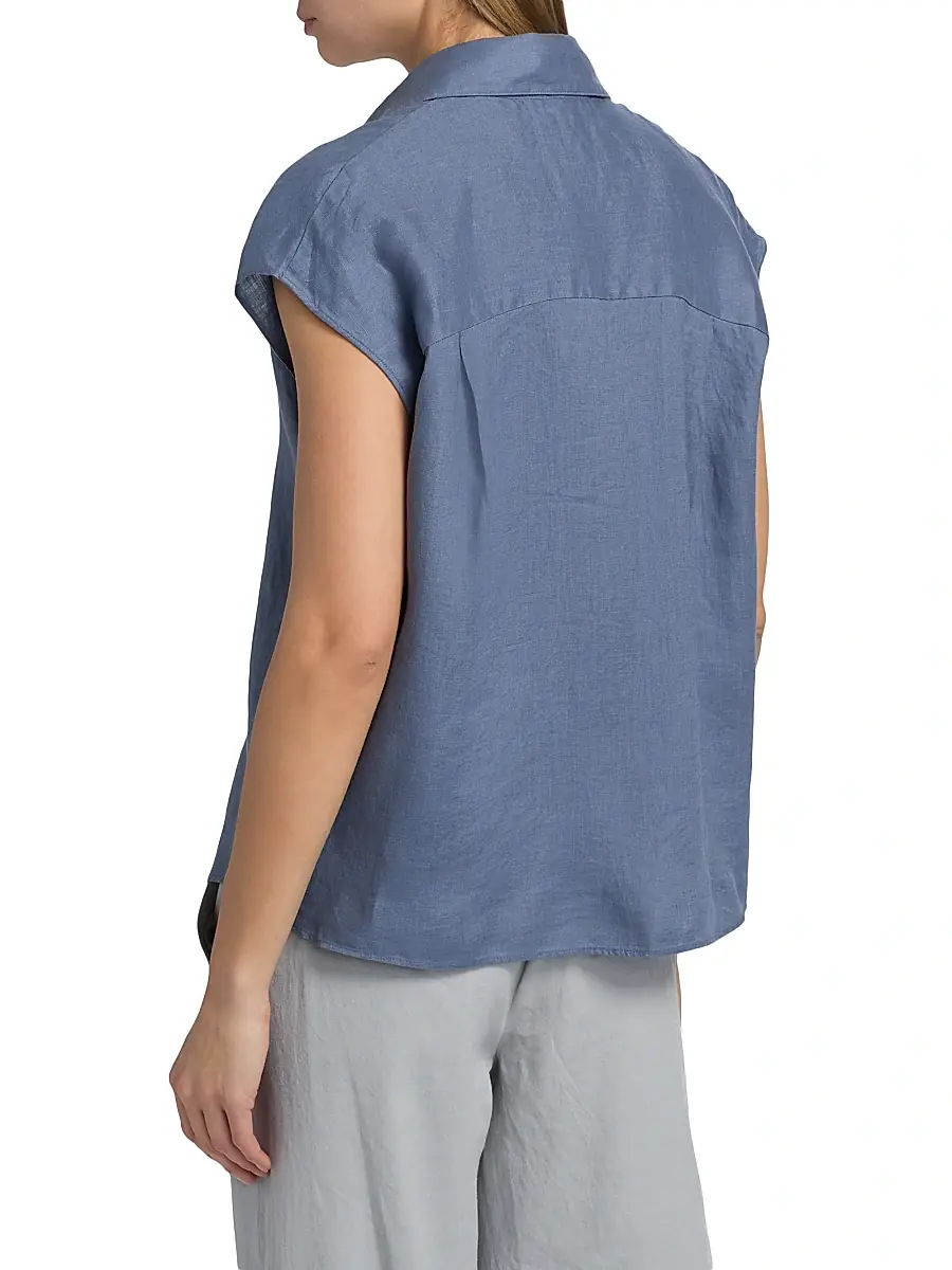 Vince Women's Linen Cap-Sleeve Blouse | Thumbnail 5 Vince Women's Linen Cap-Sleeve Blouse | Thumbnail 5