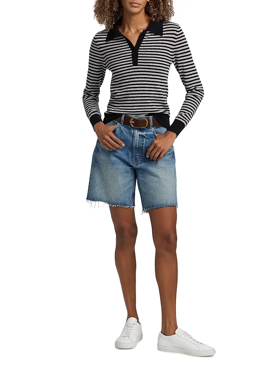 Nili Lotan Women's Russel Denim Raw-Edge Shorts | Thumbnail 2