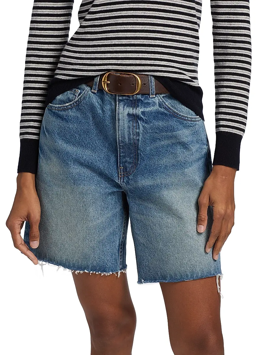 Nili Lotan Women's Russel Denim Raw-Edge Shorts | Thumbnail 3