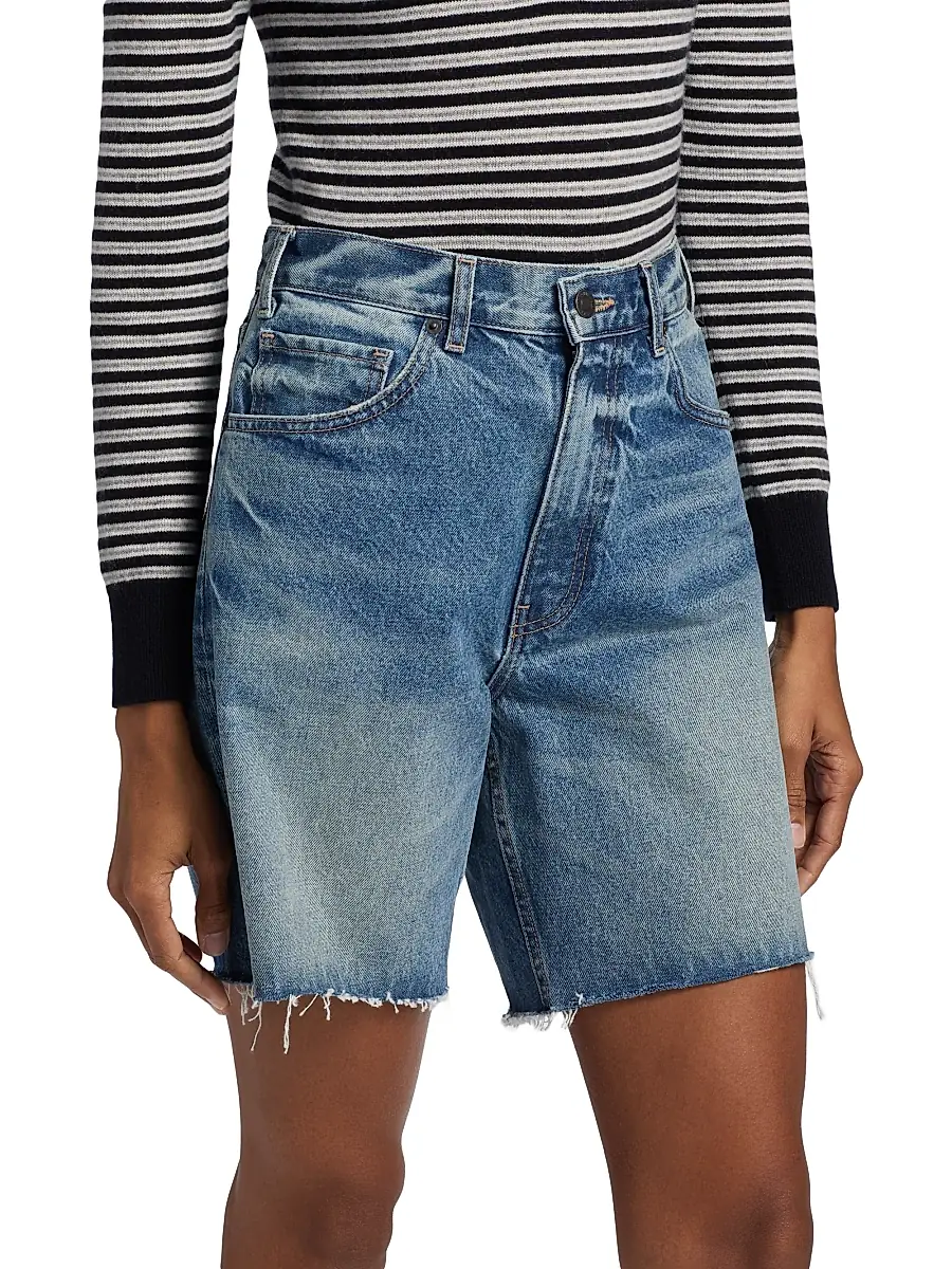 Nili Lotan Women's Russel Denim Raw-Edge Shorts | Thumbnail 4