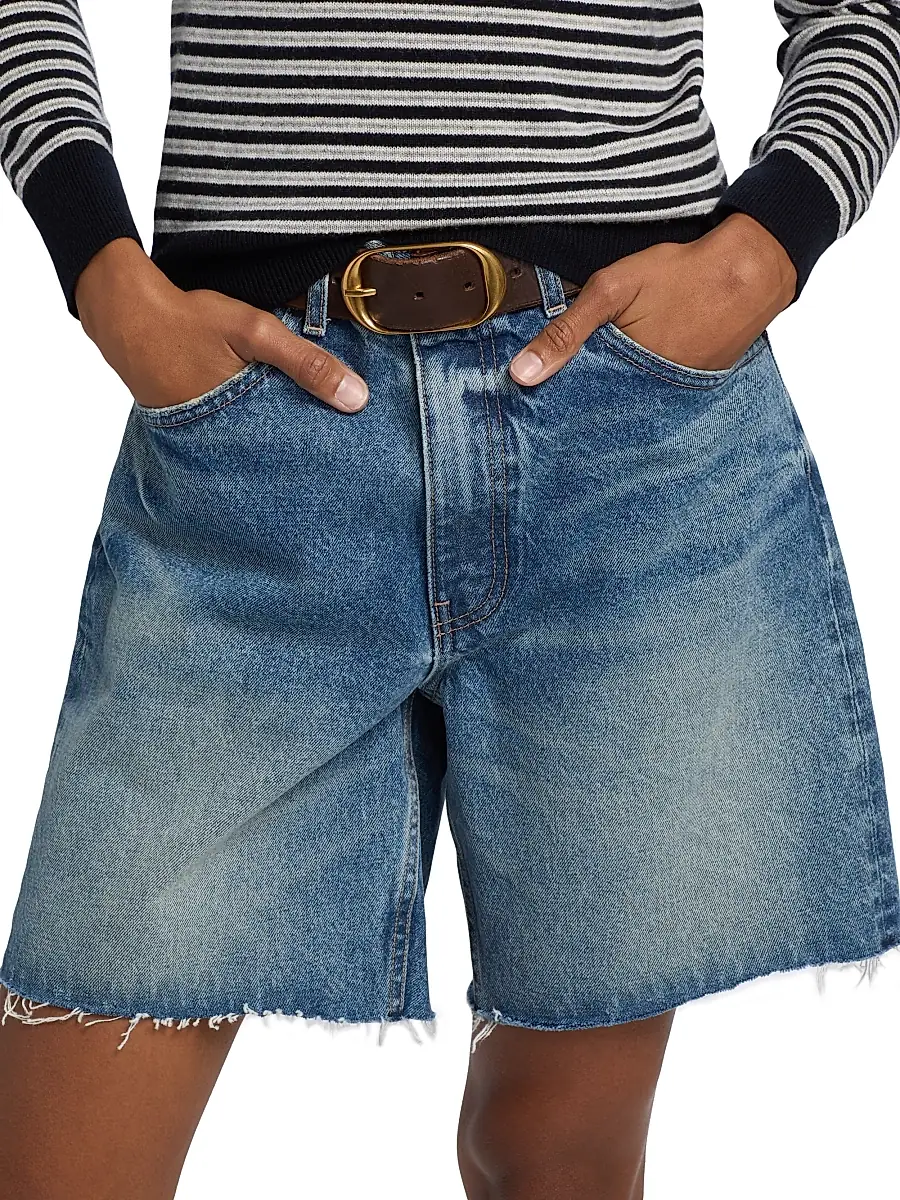 Nili Lotan Women's Russel Denim Raw-Edge Shorts | Thumbnail 6