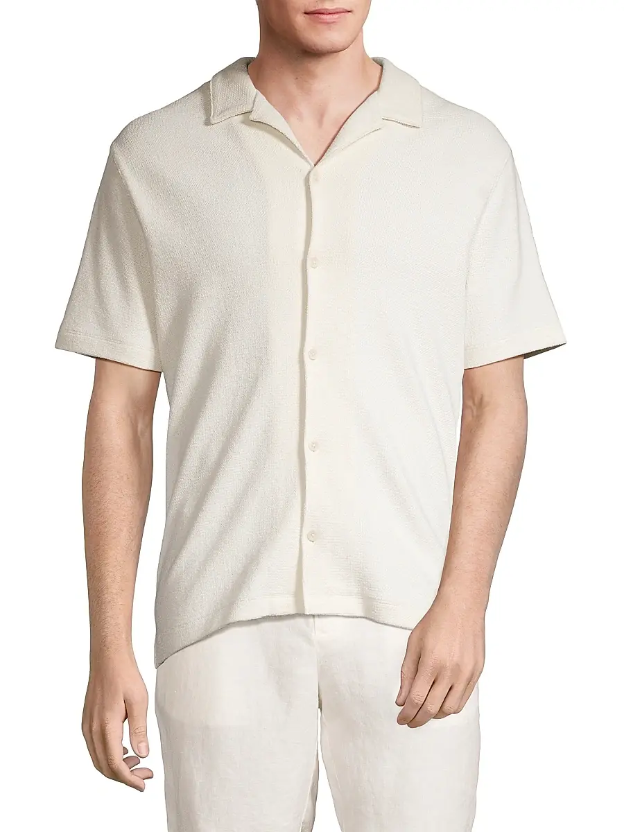 Vince Men's Bouclé Button-Front Camp Shirt | Thumbnail 3 Vince Men's Bouclé Button-Front Camp Shirt | Thumbnail 3