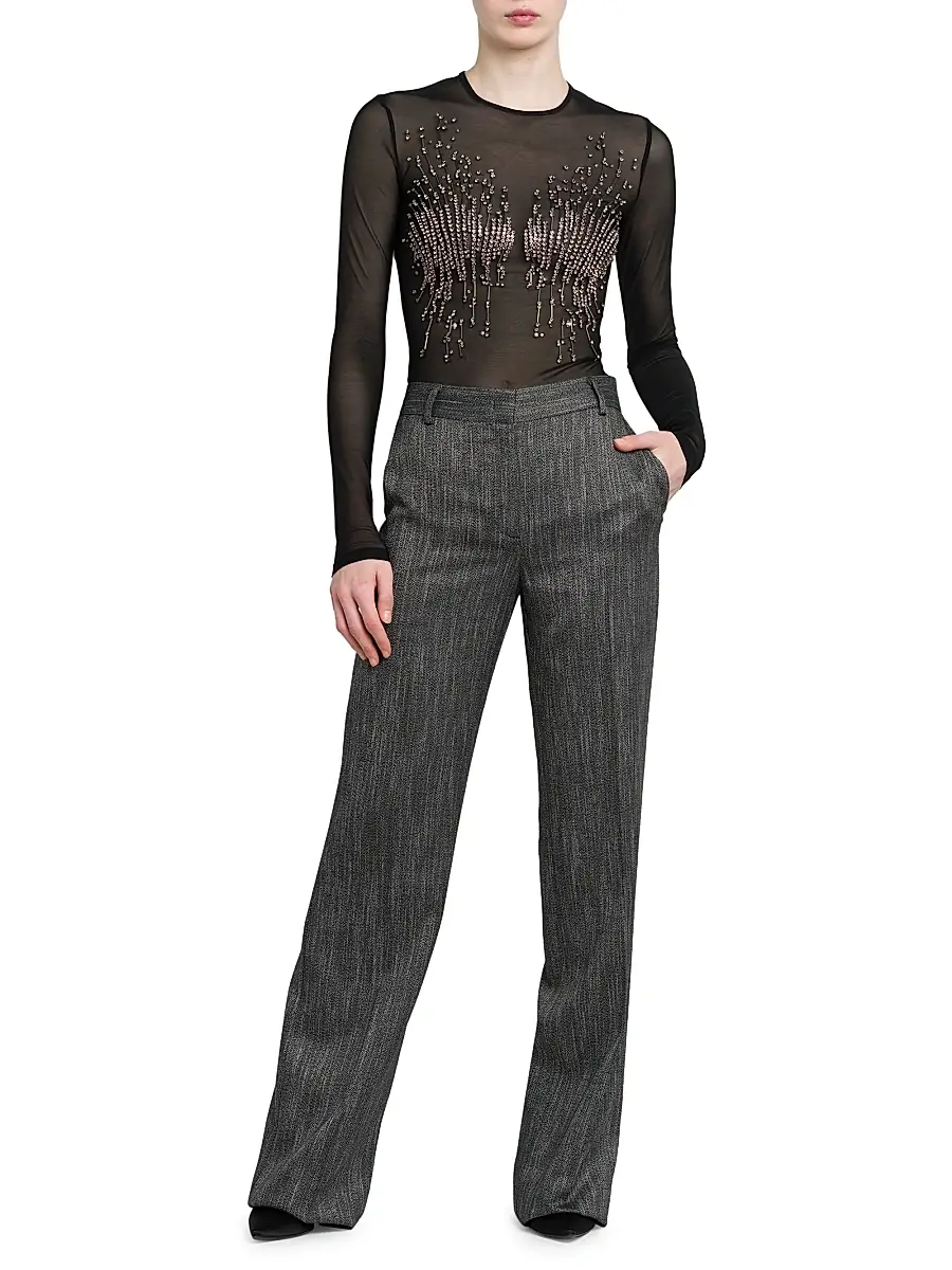 Alberta Ferretti Women's Viscose Straight-Leg Trousers | Thumbnail 2