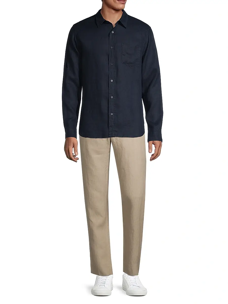 Vince Men's Linen Long-Sleeve Button-Up Shirt | Thumbnail 2 Vince Men's Linen Long-Sleeve Button-Up Shirt | Thumbnail 2