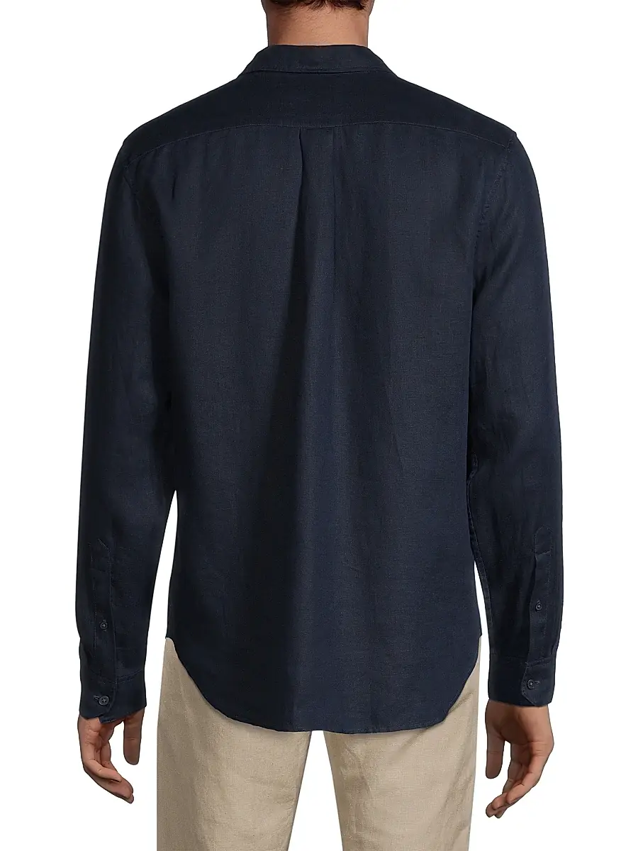 Vince Men's Linen Long-Sleeve Button-Up Shirt | Thumbnail 5 Vince Men's Linen Long-Sleeve Button-Up Shirt | Thumbnail 5