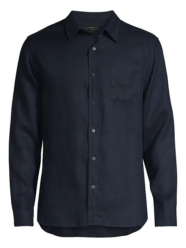 Vince Men's Linen Long-Sleeve Button-Up Shirt
