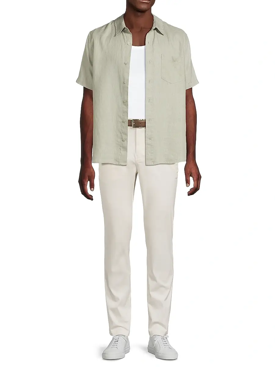 Vince Men's Linen Short-Sleeve Button-Front Shirt | Thumbnail 2 Vince Men's Linen Short-Sleeve Button-Front Shirt | Thumbnail 2