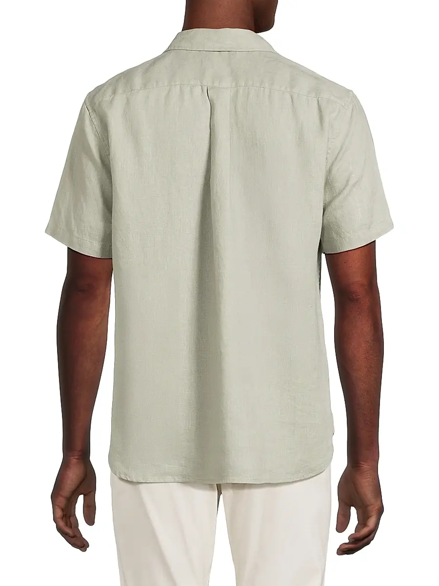 Vince Men's Linen Short-Sleeve Button-Front Shirt | Thumbnail 5 Vince Men's Linen Short-Sleeve Button-Front Shirt | Thumbnail 5