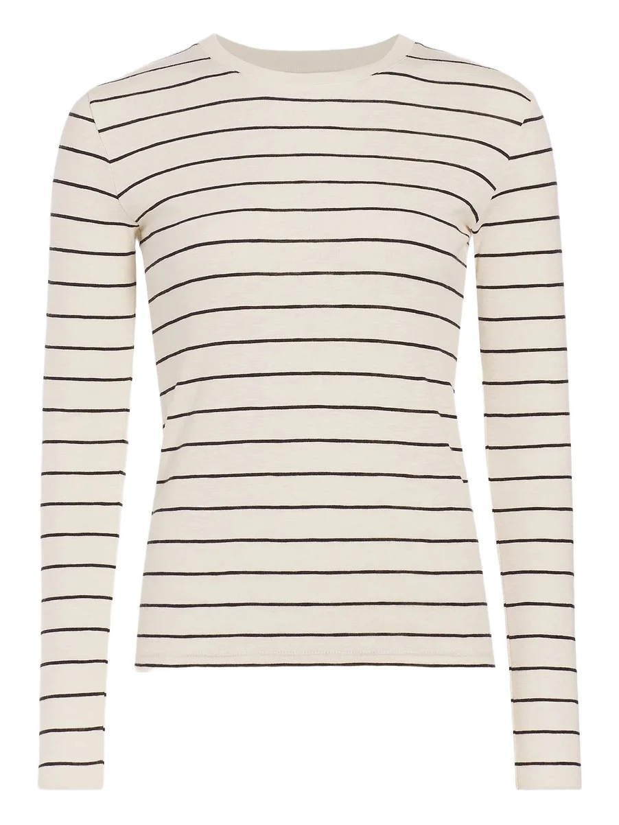 Vince Women's Striped Cotton-Blend Crewneck Long-Sleeve T-Shirt