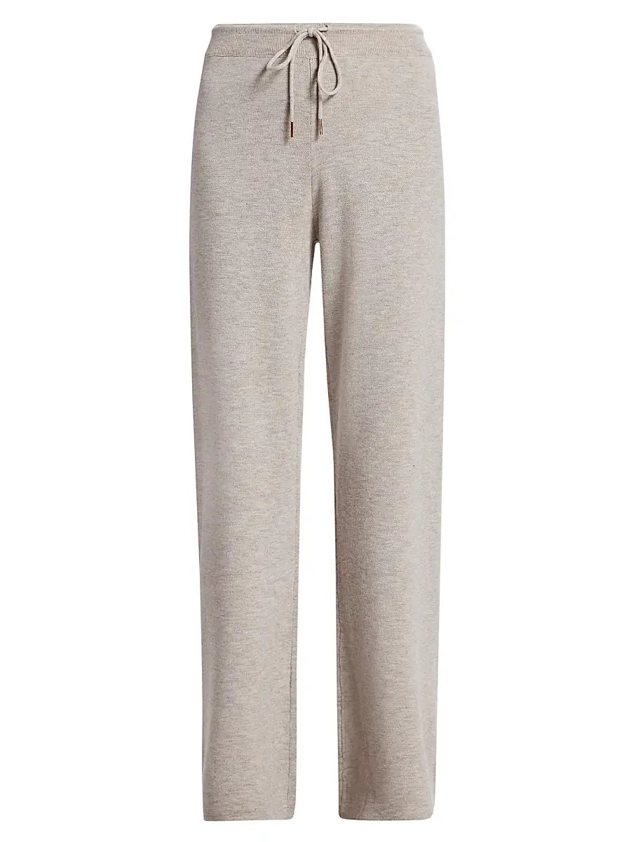Stellae Dux Women's Double-Knit Wide-Leg Drawstring Pants - Heather Coconut | Image 1 Stellae Dux Women's Double-Knit Wide-Leg Drawstring Pants - Heather Coconut | Image 1