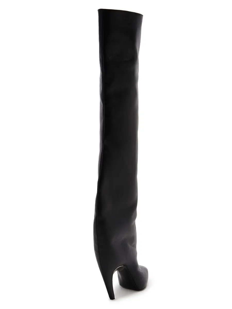 Alexander McQueen Women's Armadillo 105MM Leather Thigh-High Boots - Black Silver | Thumbnail 2 Alexander McQueen Women's Armadillo 105MM Leather Thigh-High Boots - Black Silver | Thumbnail 2