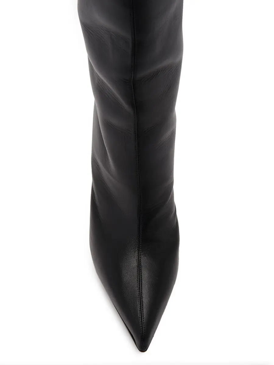 Alexander McQueen Women's Armadillo 105MM Leather Thigh-High Boots - Black Silver | Thumbnail 3 Alexander McQueen Women's Armadillo 105MM Leather Thigh-High Boots - Black Silver | Thumbnail 3