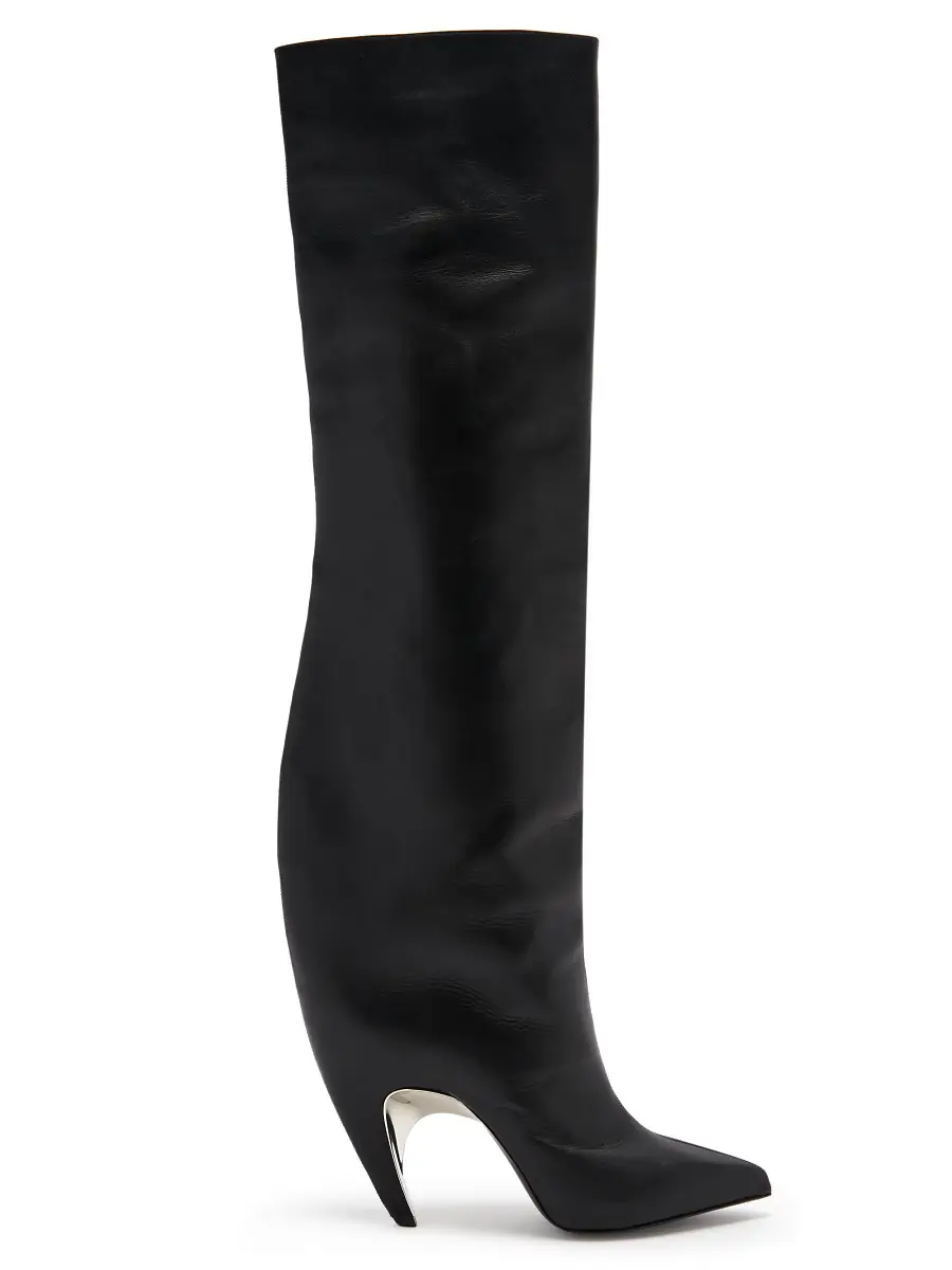 Alexander McQueen Women's Armadillo 105MM Leather Thigh-High Boots - Black Silver | Thumbnail 5 Alexander McQueen Women's Armadillo 105MM Leather Thigh-High Boots - Black Silver | Thumbnail 5