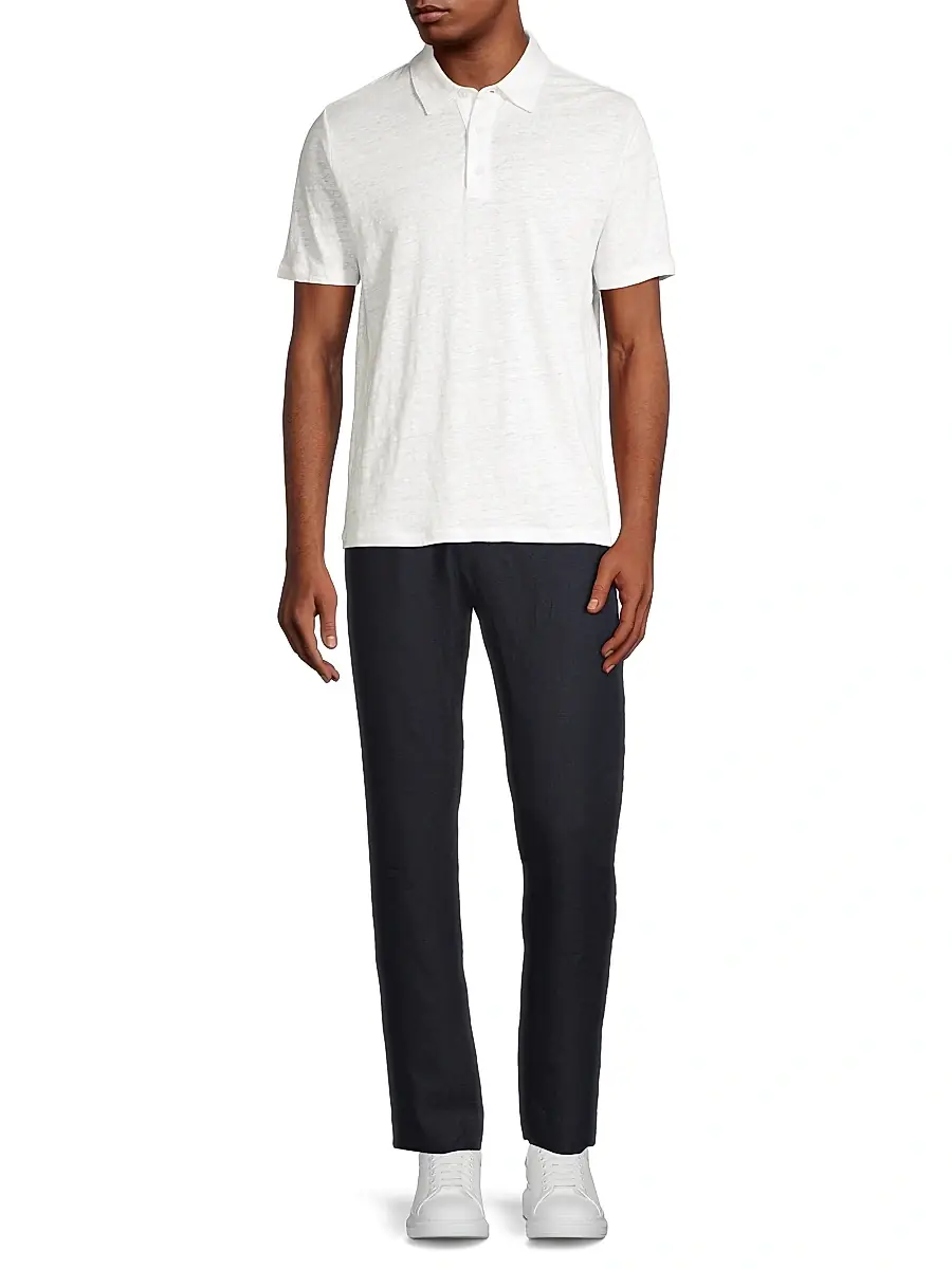 Vince Men's Linen Polo Shirt | Thumbnail 2 Vince Men's Linen Polo Shirt | Thumbnail 2