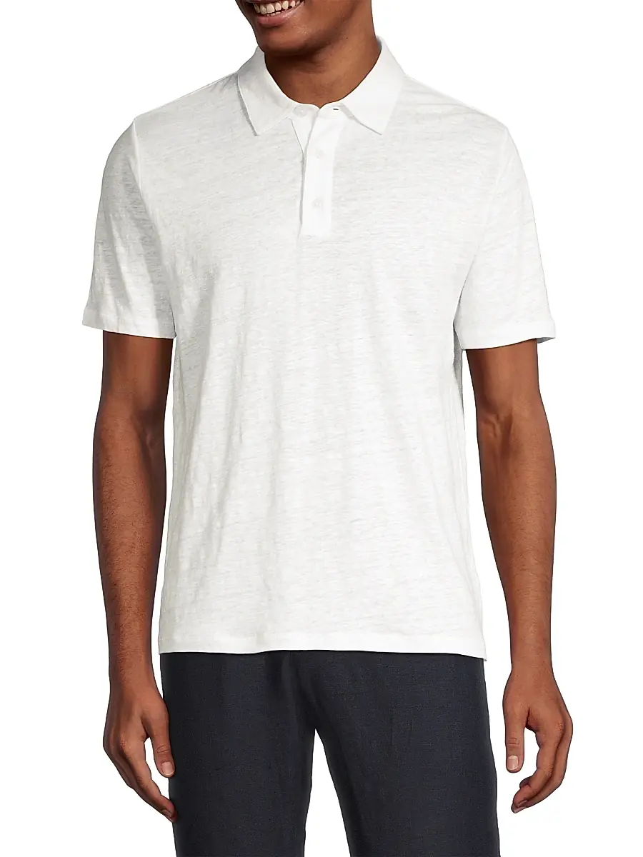 Vince Men's Linen Polo Shirt | Thumbnail 3 Vince Men's Linen Polo Shirt | Thumbnail 3