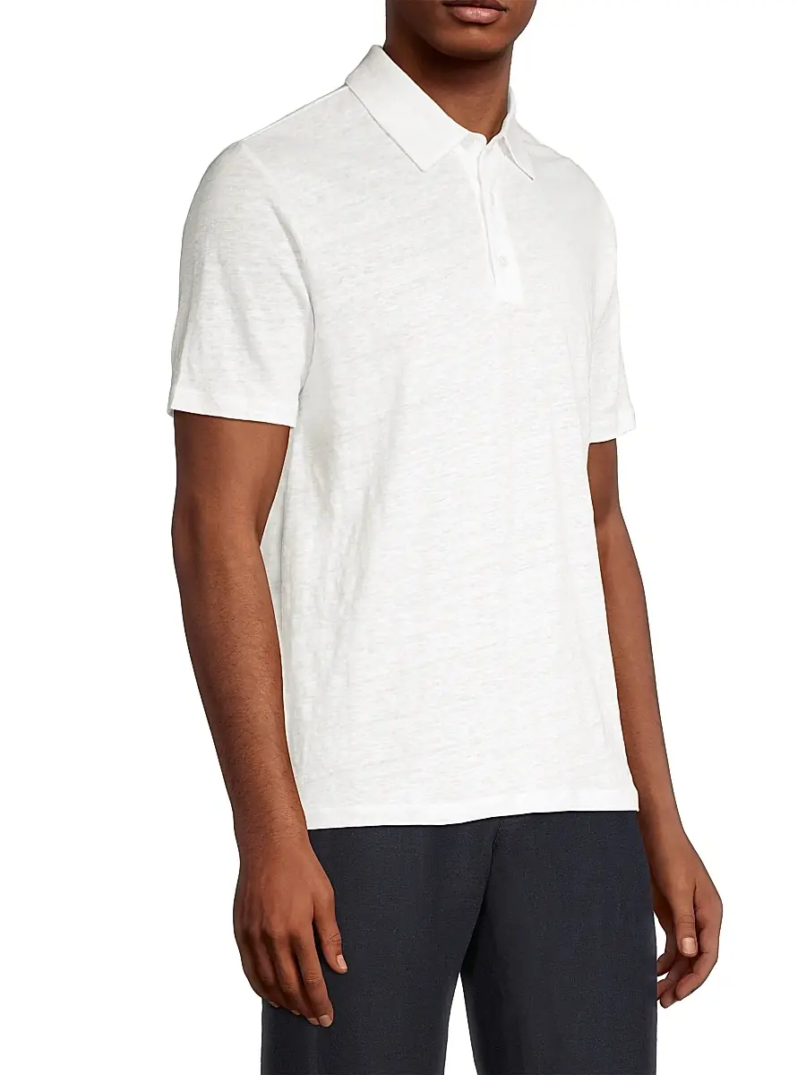 Vince Men's Linen Polo Shirt | Thumbnail 4 Vince Men's Linen Polo Shirt | Thumbnail 4