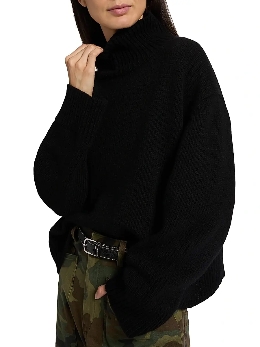 Nili Lotan Women's Omaria Wool Turtleneck Sweater - Black | Thumbnail 6 Nili Lotan Women's Omaria Wool Turtleneck Sweater - Black | Thumbnail 6