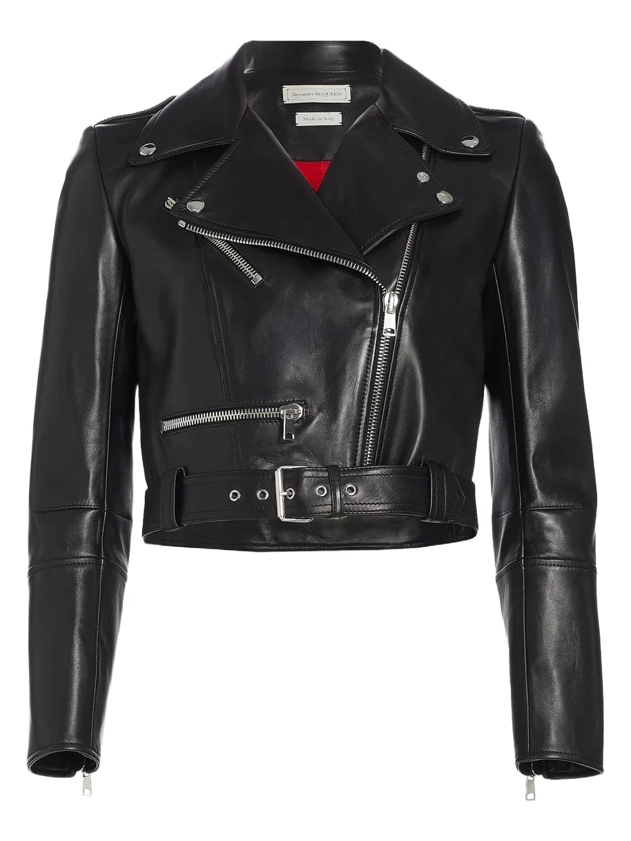 Women's Leather Crop Biker Jacket