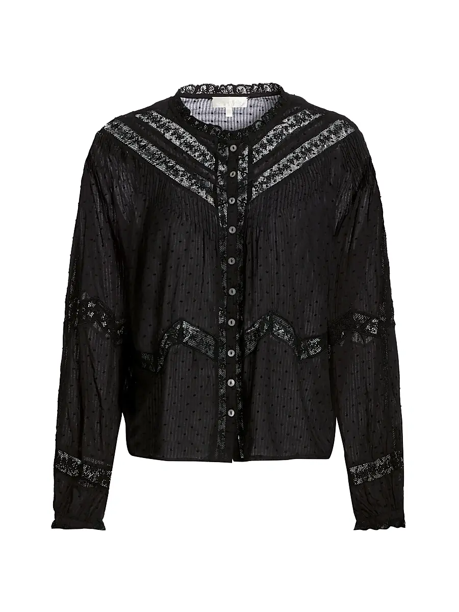 LoveShackFancy Women's Ballet of Blooms Ravelle Blouse - Black | Image 1 LoveShackFancy Women's Ballet of Blooms Ravelle Blouse - Black | Image 1