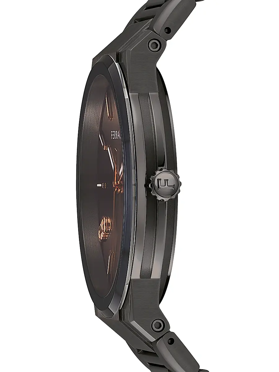 FERRAGAMO Men's Infinity Sapphire IP Gunmetal-Plated Stainless Steel Bracelet Watch/41MM - Grey Gold | Thumbnail 3