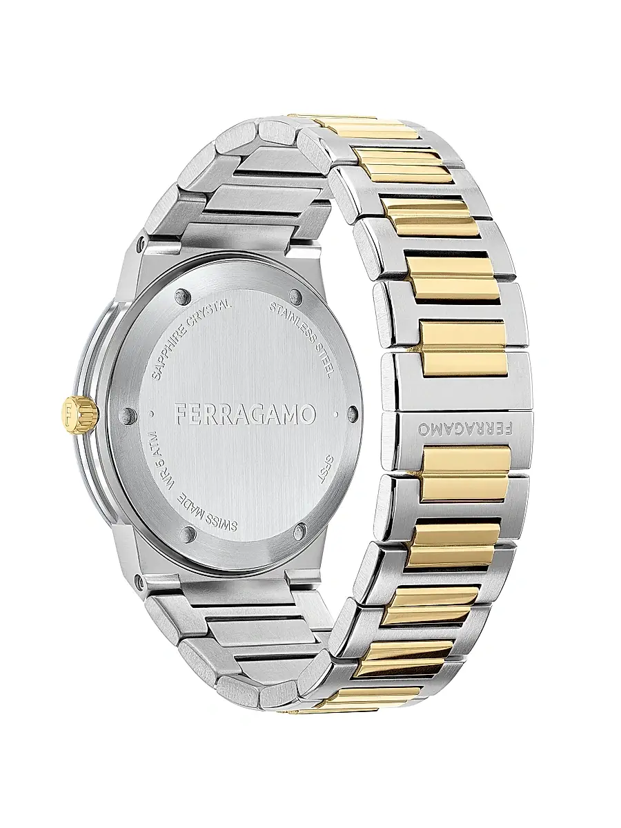 FERRAGAMO Men's Infinity Sapphire Stainless Steel Bracelet Watch/41MM - Two Tone Green | Thumbnail 4 FERRAGAMO Men's Infinity Sapphire Stainless Steel Bracelet Watch/41MM - Two Tone Green | Thumbnail 4