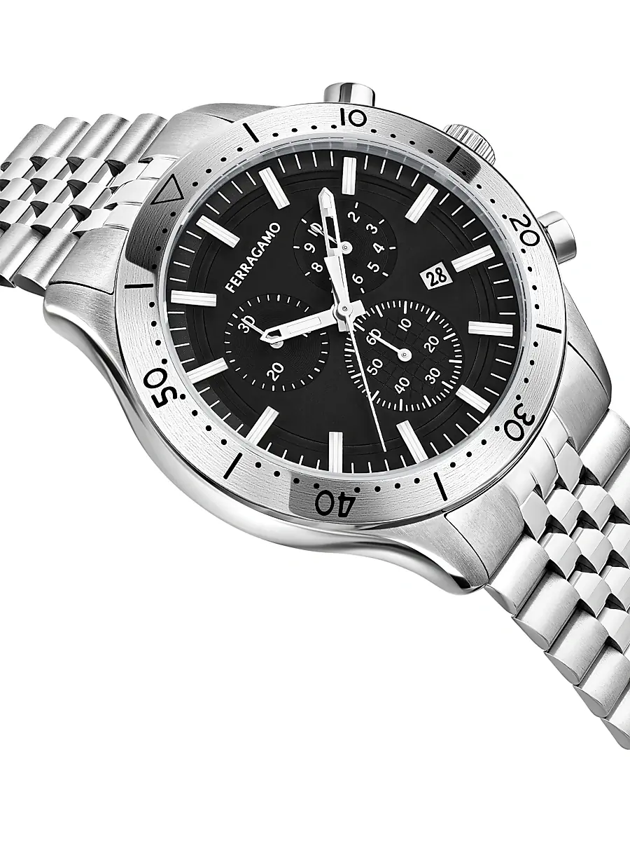 FERRAGAMO Men's Ferragamo Classic Stainless Steel Watch/43MM - Stainless Steel Black | Thumbnail 4 FERRAGAMO Men's Ferragamo Classic Stainless Steel Watch/43MM - Stainless Steel Black | Thumbnail 4