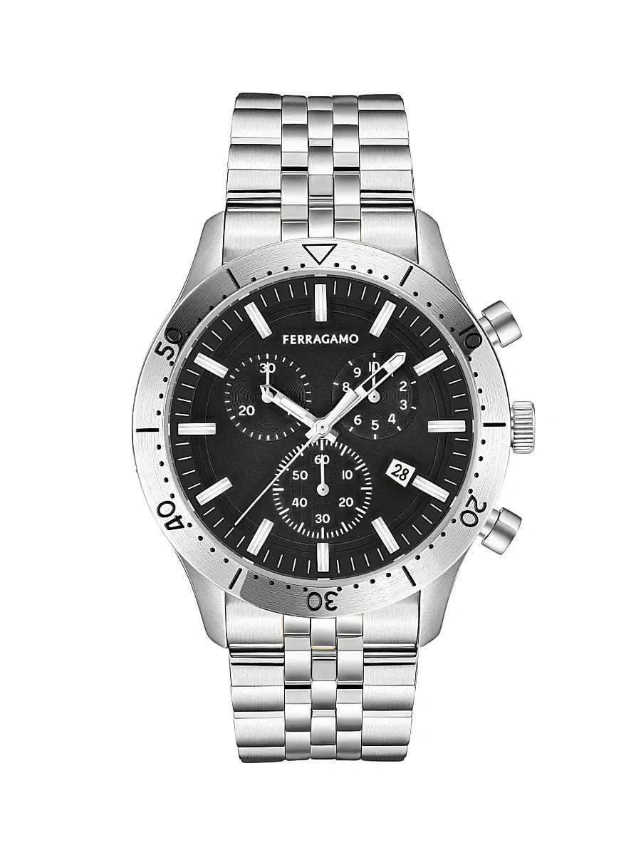 Men's Ferragamo Classic Stainless Steel Watch/43MM - Stainless Steel Black Men's Ferragamo Classic Stainless Steel Watch/43MM - Stainless Steel Black