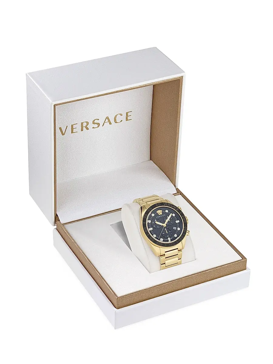 Versace Men's Greca Dome Chrono IP Yellow Gold Bracelet Watch - Gold Black | Thumbnail 5 Versace Men's Greca Dome Chrono IP Yellow Gold Bracelet Watch - Gold Black | Thumbnail 5