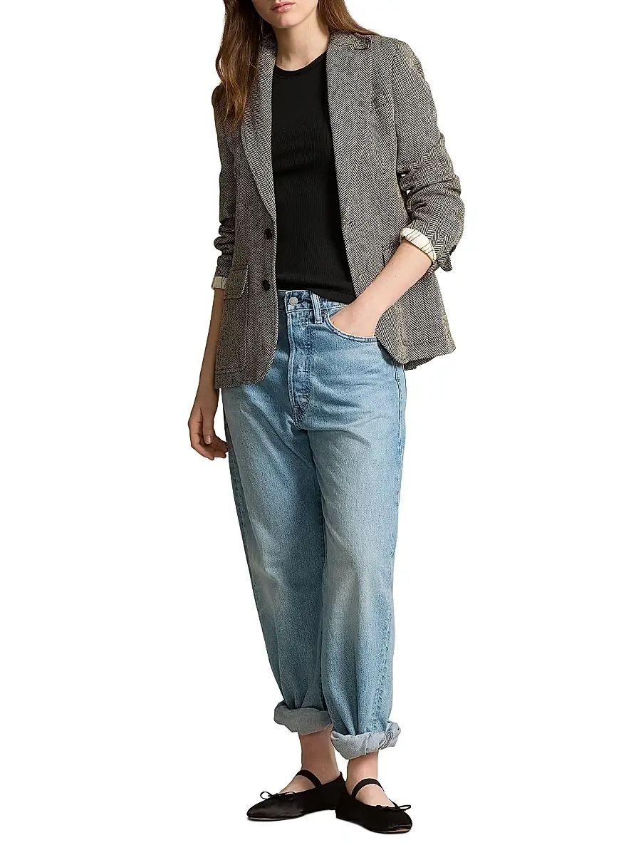Polo Ralph Lauren Women's Linen-Blend Herringbone Single-Breasted Blazer | Thumbnail 2 Polo Ralph Lauren Women's Linen-Blend Herringbone Single-Breasted Blazer | Thumbnail 2