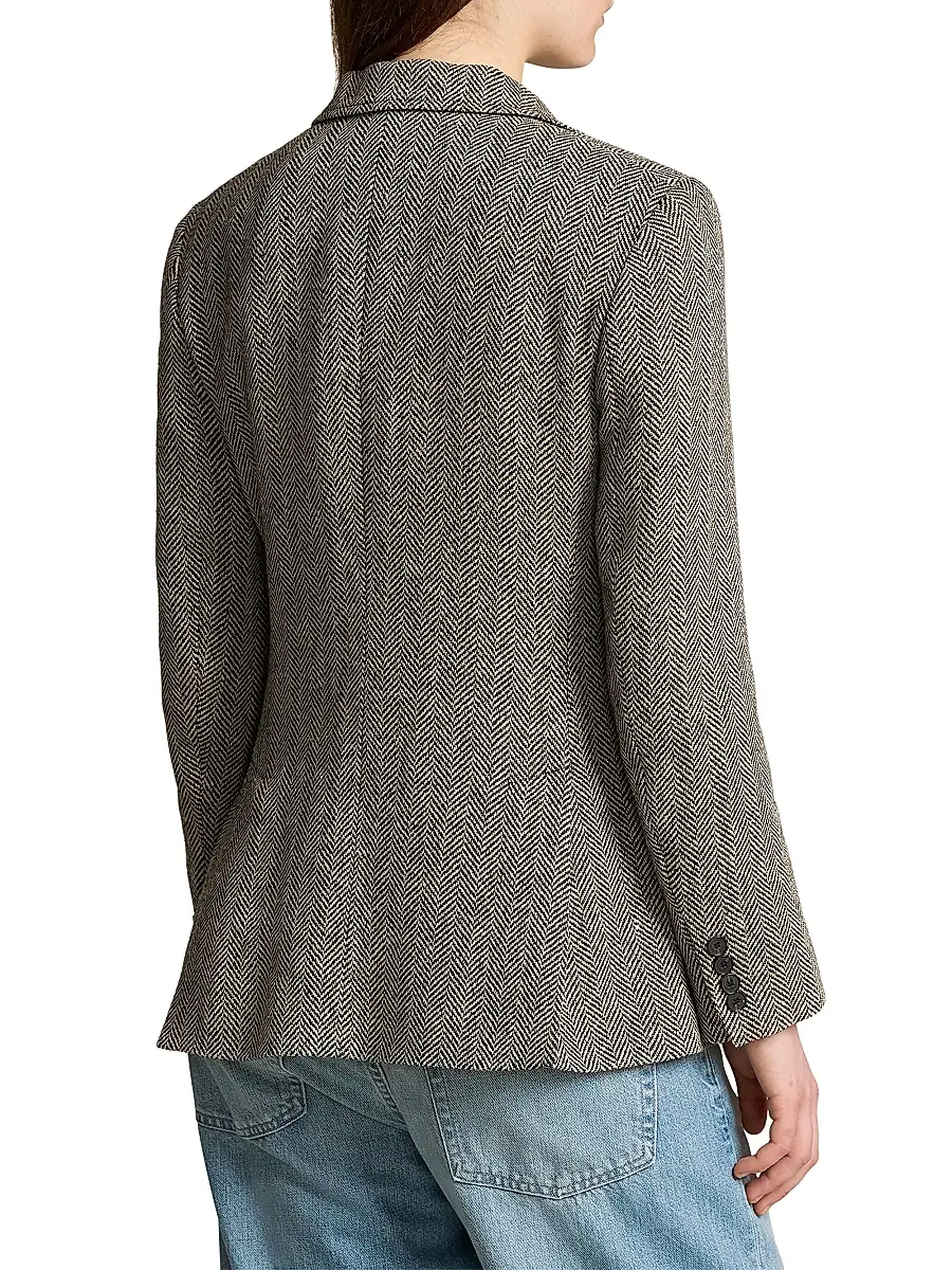 Polo Ralph Lauren Women's Linen-Blend Herringbone Single-Breasted Blazer | Thumbnail 4 Polo Ralph Lauren Women's Linen-Blend Herringbone Single-Breasted Blazer | Thumbnail 4