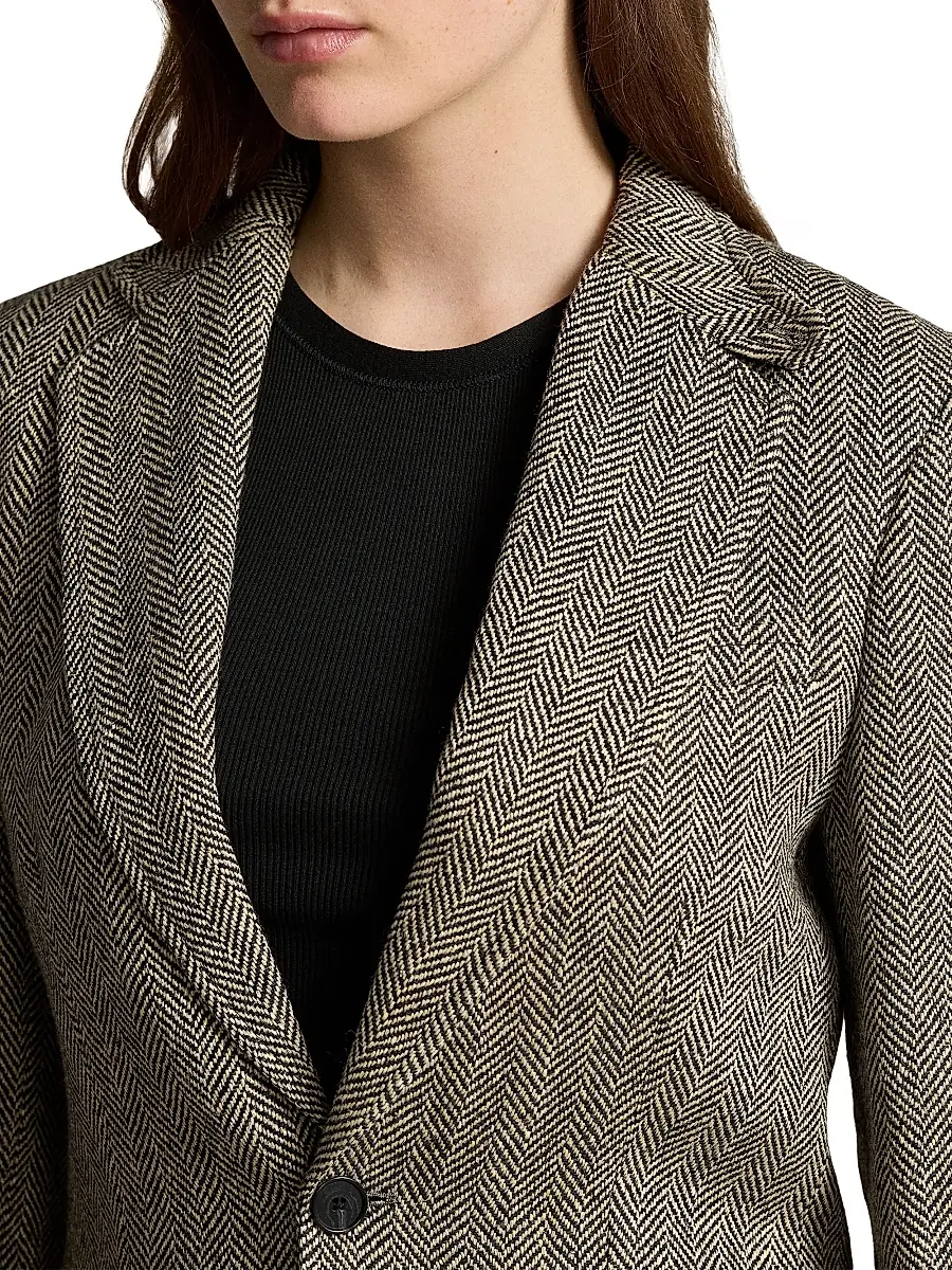 Polo Ralph Lauren Women's Linen-Blend Herringbone Single-Breasted Blazer | Thumbnail 5 Polo Ralph Lauren Women's Linen-Blend Herringbone Single-Breasted Blazer | Thumbnail 5