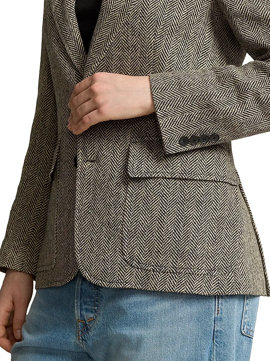 Polo Ralph Lauren Women's Linen-Blend Herringbone Single-Breasted Blazer | Thumbnail 6 Polo Ralph Lauren Women's Linen-Blend Herringbone Single-Breasted Blazer | Thumbnail 6